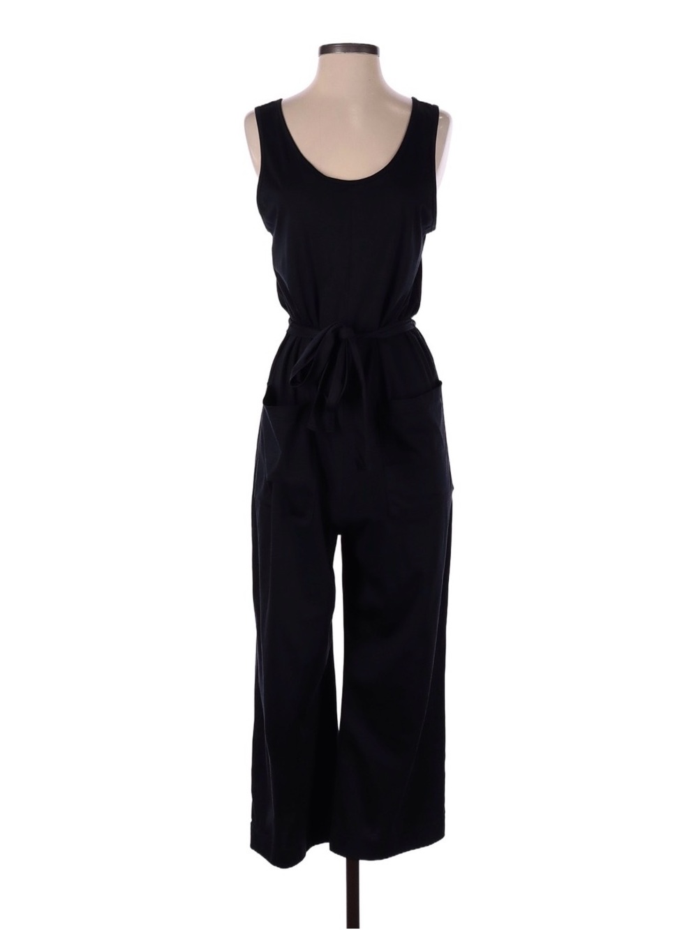 Everlane Black Sleeveless Tie-Waist Wide-Leg Jumpsuit